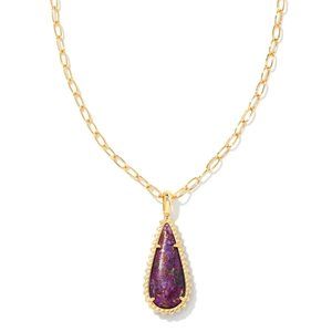 Kendra Scott Gold Payton Long in Bronze Veined Purple Turquoise, NWT